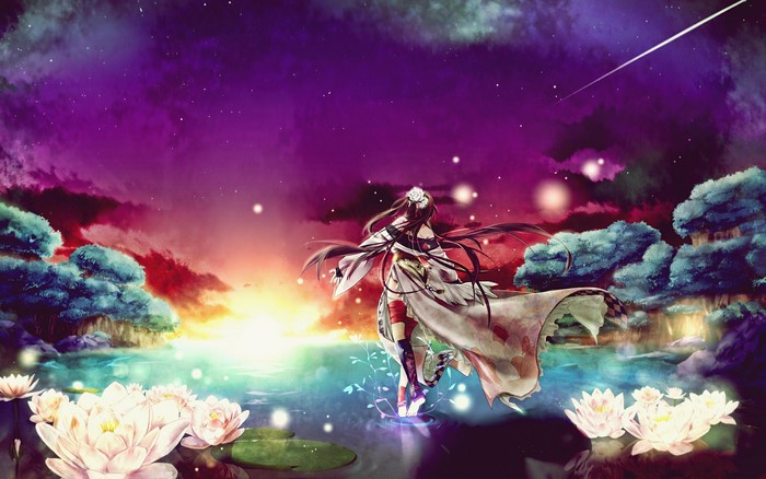 Anime girl in a fantasy landscape