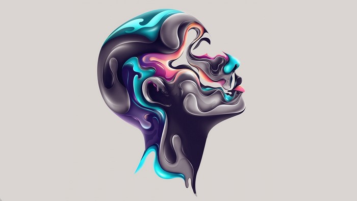 Abstract portrait of a woman's head