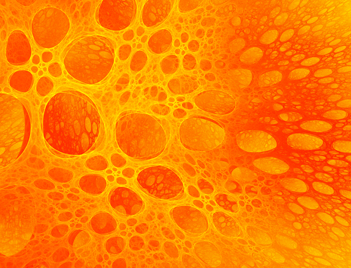 Abstract fractal pattern with orange and yellow cells