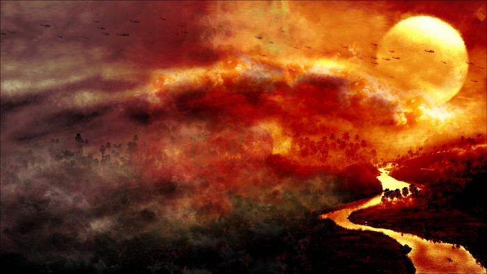 Apocalypse Now movie poster with helicopters