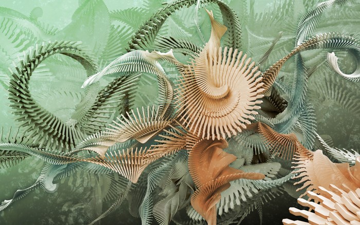 Abstract fractal art with swirling organic shapes