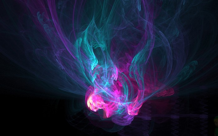 Abstract fractal smoke in purple and teal