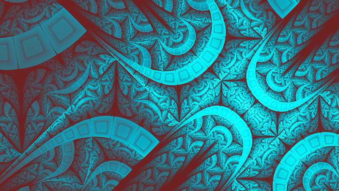 Fractal Art with Turquoise and Red Patterns