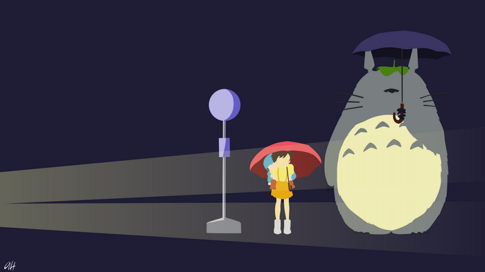My Neighbor Totoro: Girl and Totoro at bus stop