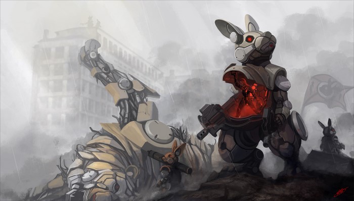 Robots in a ruined city