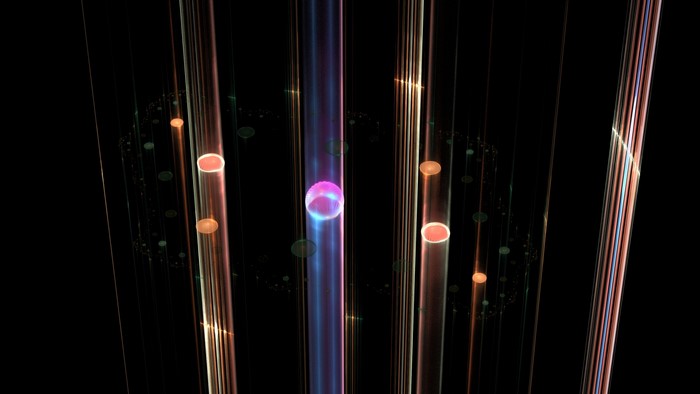 Abstract fractal art with glowing tubes and spheres