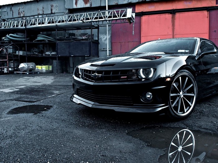 Black Chevrolet Camaro SS parked outdoors