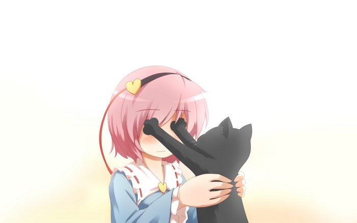 Remilia Scarlet from Touhou with a black cat