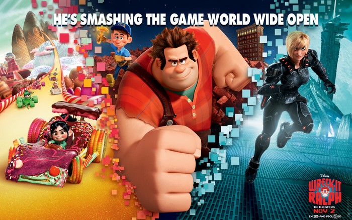 Wreck-It Ralph characters in a video game world