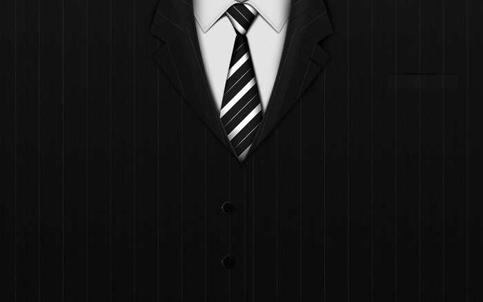 Suit with striped tie