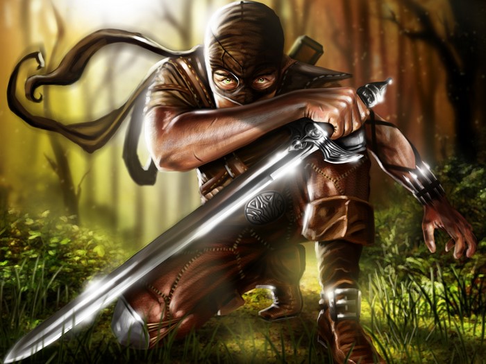 Warrior with sword in forest from Saga Of The First King