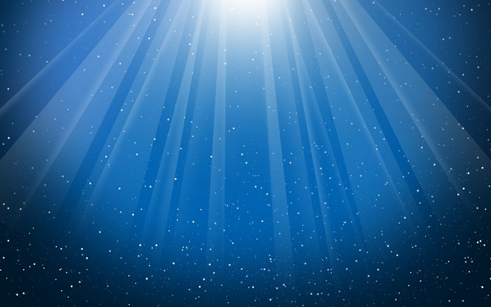 Abstract blue digital art with light rays and particles