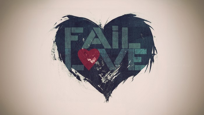 Dark Heart with Fail and Love text