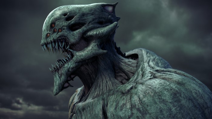 Terrifying Multi-Eyed Monster with Sharp Teeth