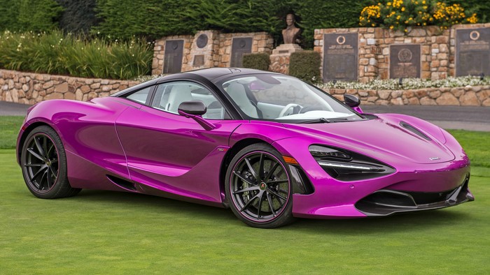 Purple McLaren 720S Coupe on a Golf Course