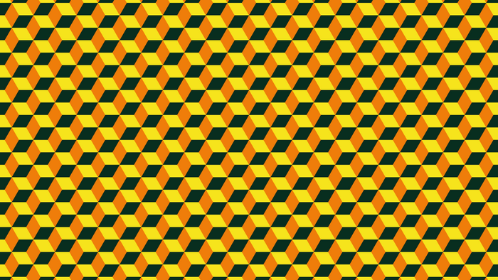 Abstract geometric pattern with yellow and orange cubes