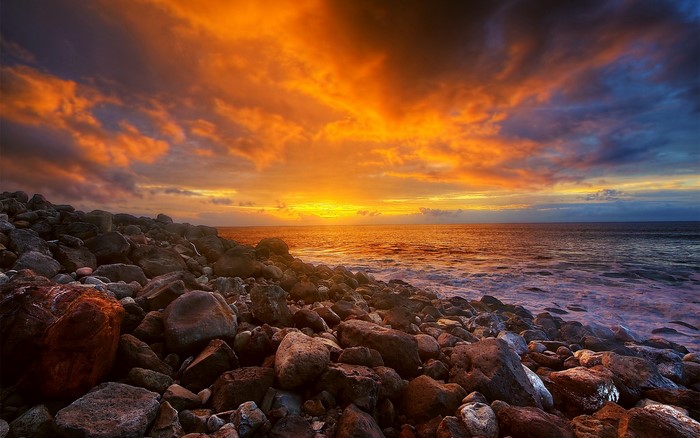 Rocky Shoreline at Sunset