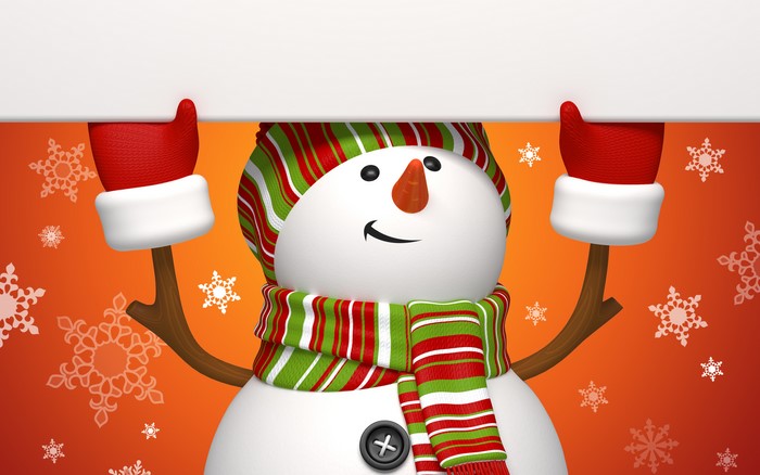 Snowman holding a blank sign