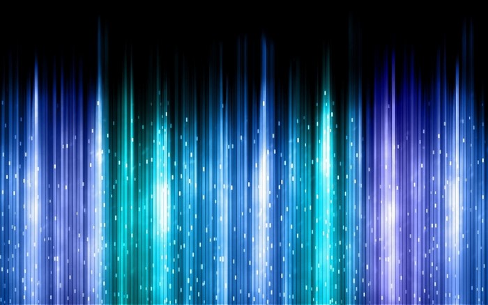 Abstract blue and teal light streaks with white dots