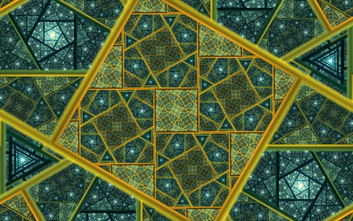 Abstract fractal geometric pattern with yellow lines