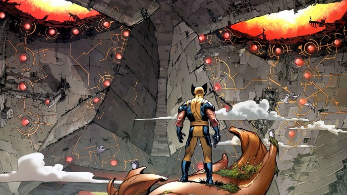 Wolverine in a giant alien structure