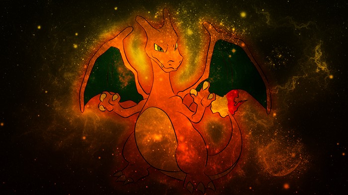 Fiery Charizard with Cosmic Background