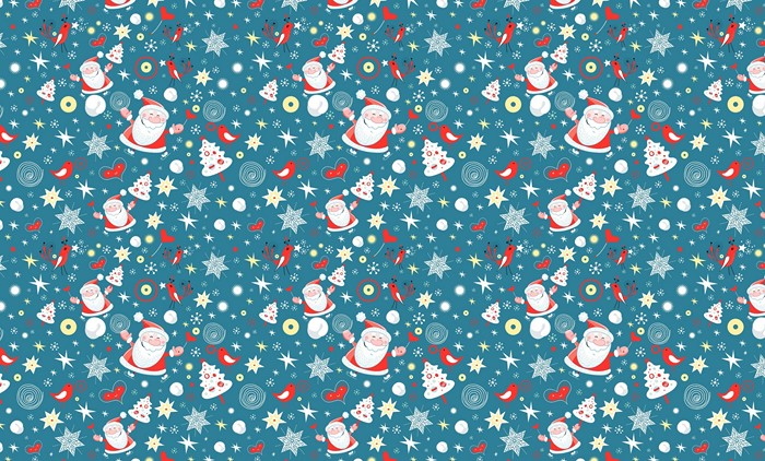 Christmas pattern with Santa Claus and birds