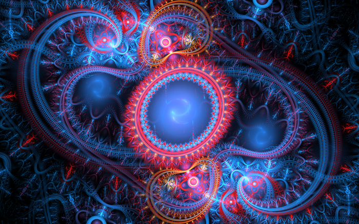 Abstract Blue Fractal Neon Pink