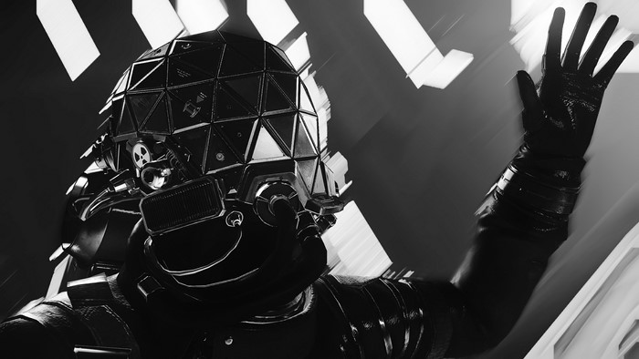 Man in Sci-Fi Suit with Geodesic Helmet