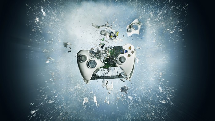 Exploding White Xbox 360 Controller