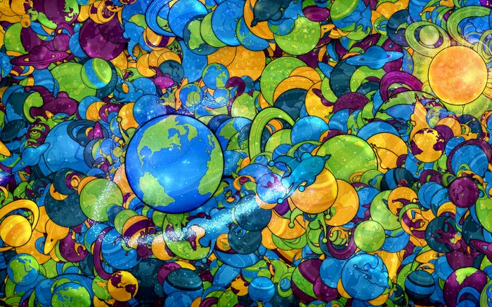 Colorful planets and space art