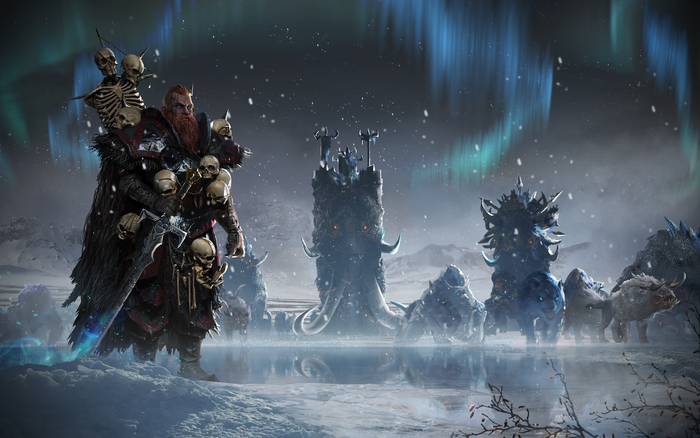 Norscan Warrior and Beast Horde in Frozen Wasteland