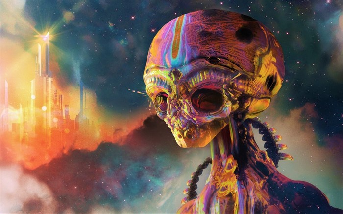 Psychedelic Alien in a Cosmic City