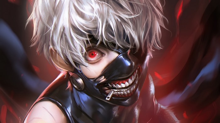 Ken Kaneki from Tokyo Ghoul wearing a mask