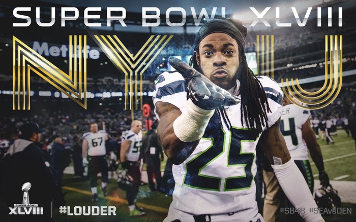 Richard Sherman of Seattle Seahawks at Super Bowl XLVIII