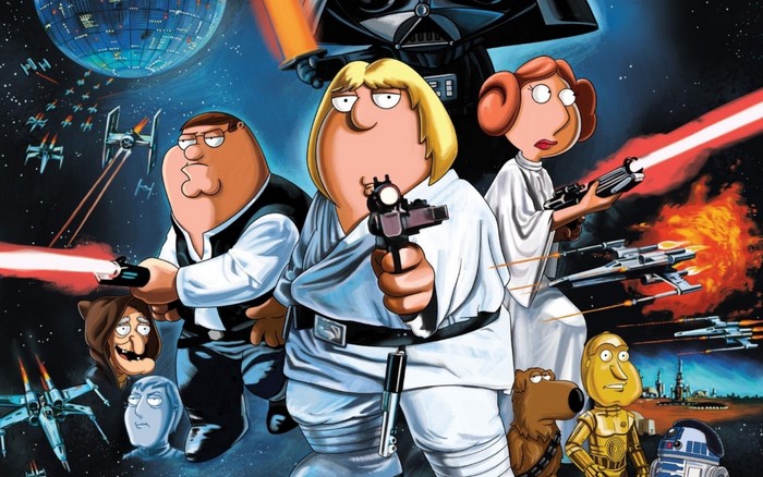 Family Guy characters in Star Wars costumes