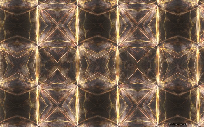 Abstract fractal pattern with glowing golden lines