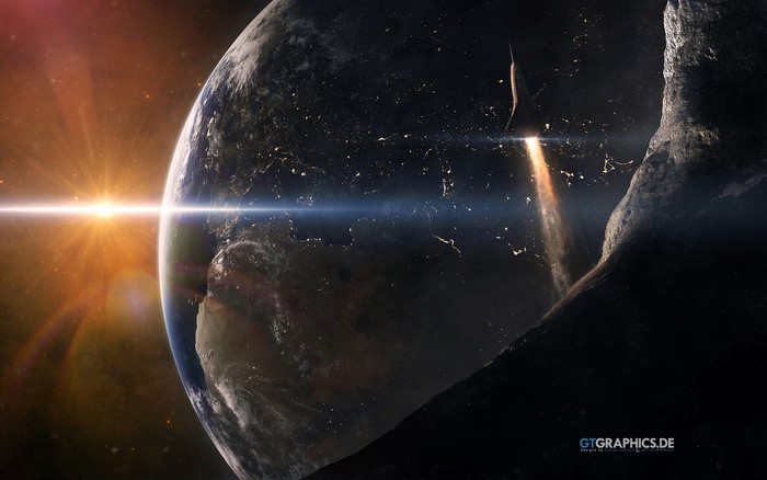 Rocket Launching from Earth into Space