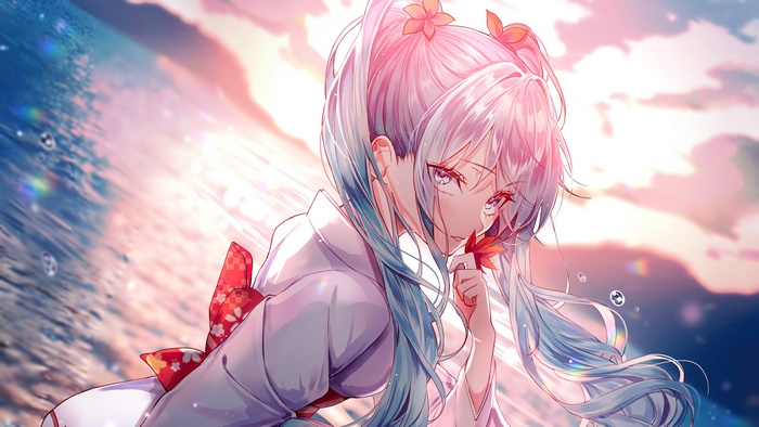 Hatsune Miku from Vocaloid in Kimono 4K