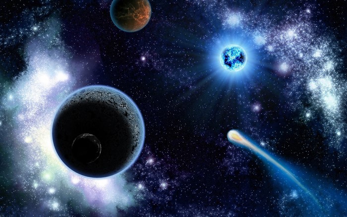 Sci Fi Planets and Comet in Space