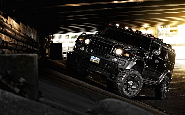 Black Hummer H2 on an incline