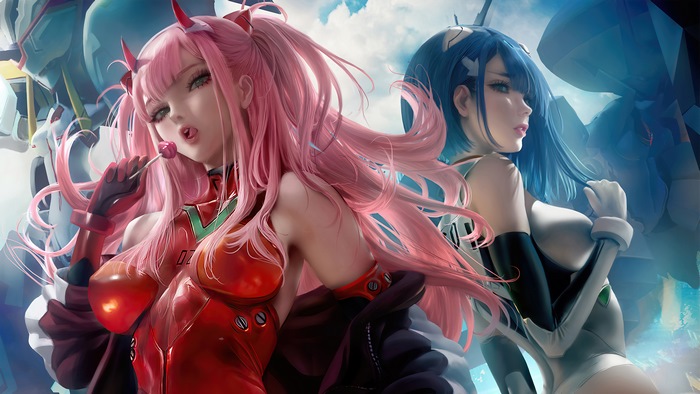 Zero Two and Ichigo from Darling in the Franxx 4K