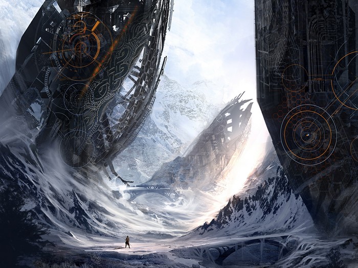 Sci Fi Landscape with Futuristic Structures