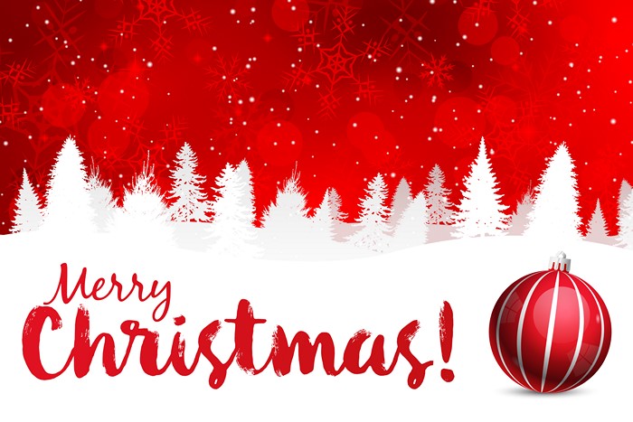 Merry Christmas with Snowfall and Ornament