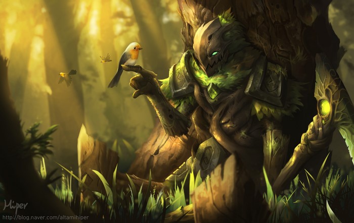 Fiddlesticks from League of Legends with a bird