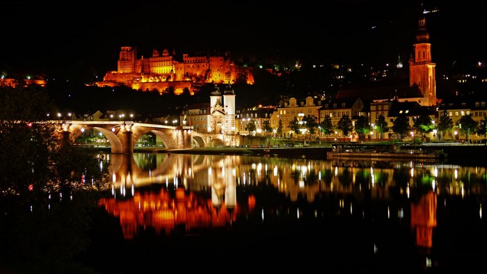 Heidelberg Castle and Old Bridge at Night