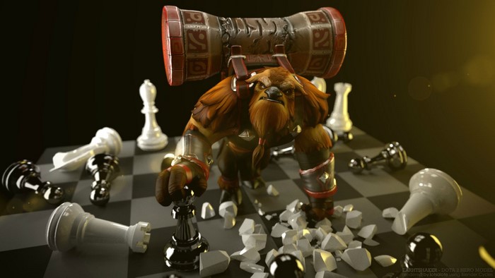 Earthshaker from DotA 2 on a chessboard