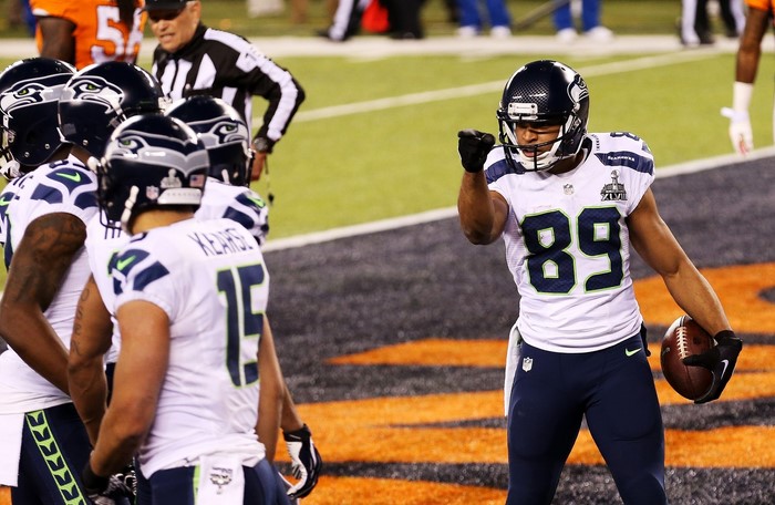 Seattle Seahawks players at Super Bowl XLVIII
