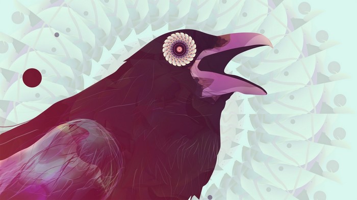 Raven with abstract background