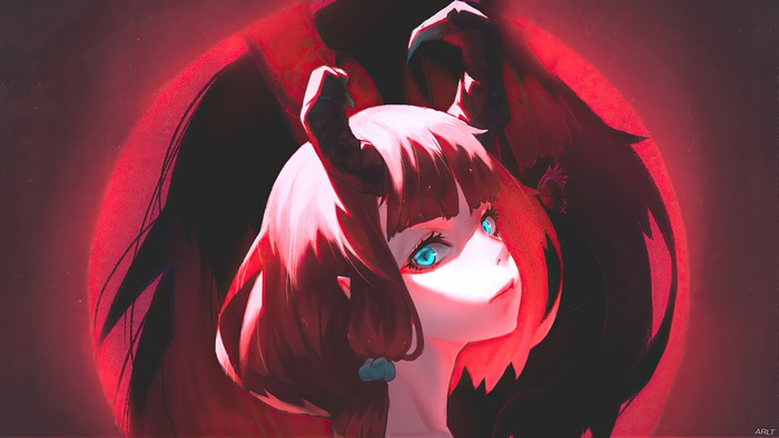 Anime, Girl, Demon, Horns, Fantasy, 4K